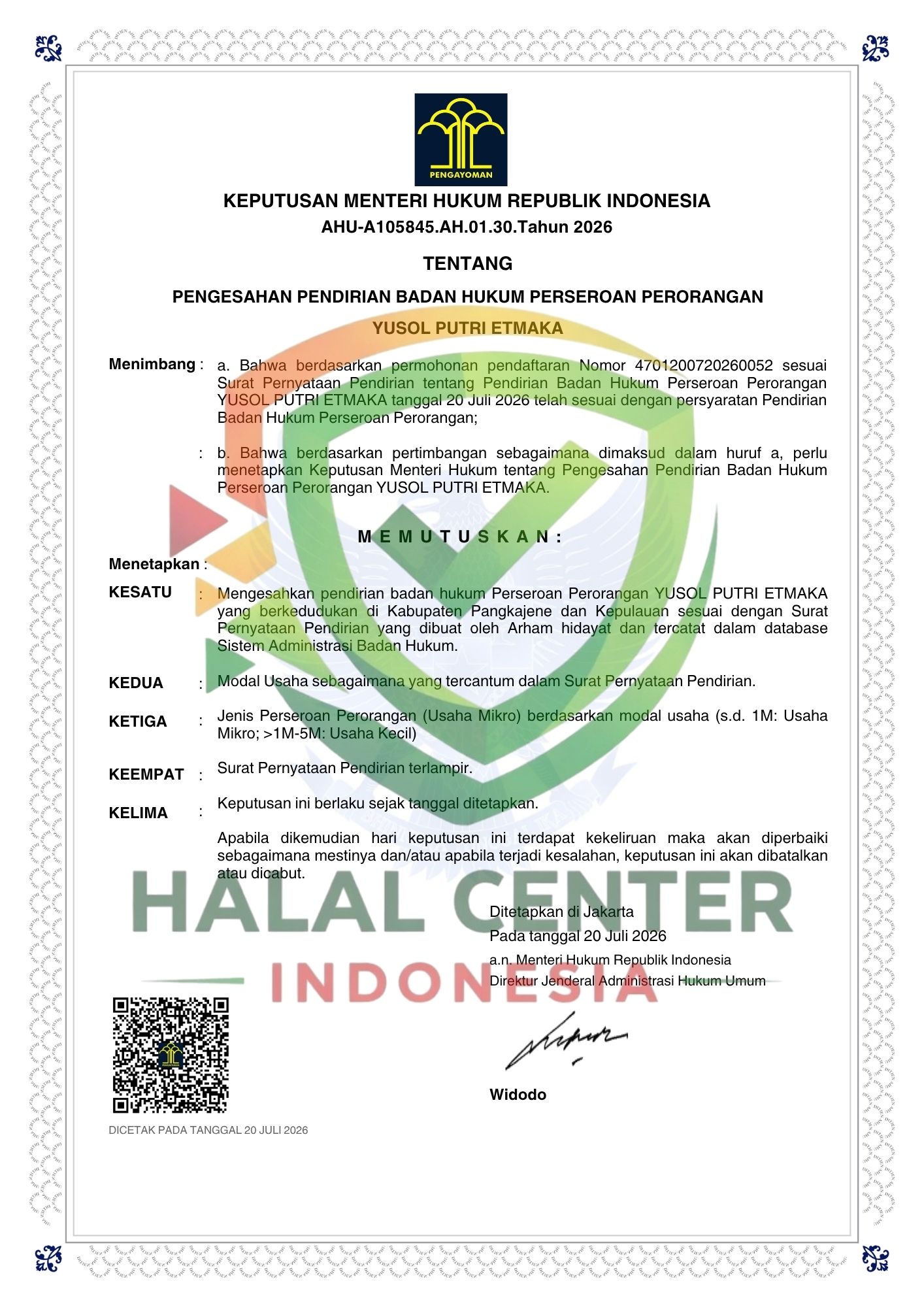 PT Yusol Putri Etmaka