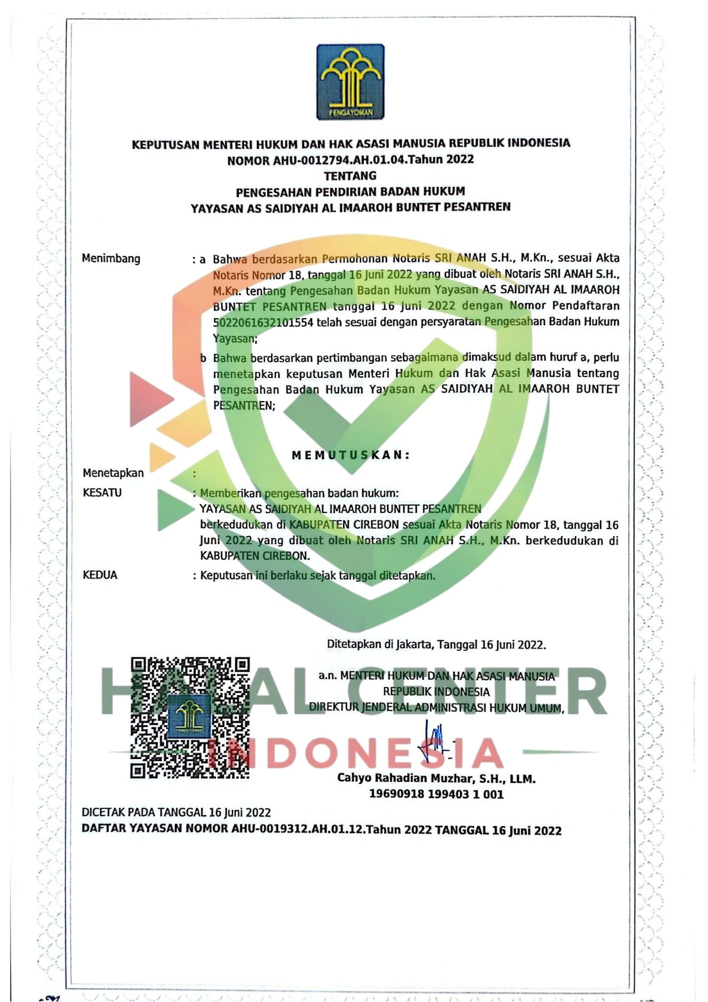 Yayasan As Saidiyah Al Imaaroh Buntet Pesantren